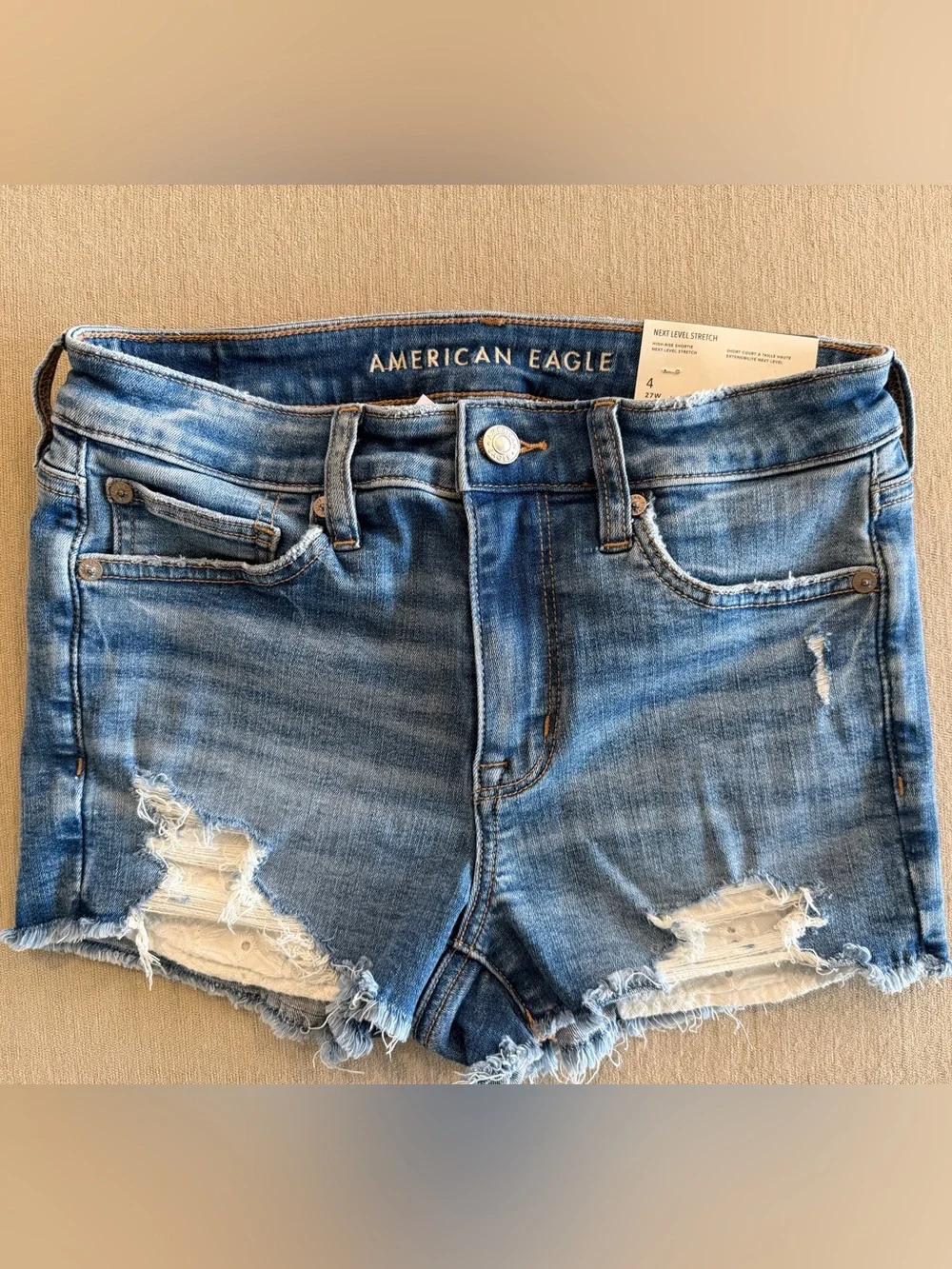 American Eagle Outfitters Blue Distressed Denim Shorts - Picture 1 of 3